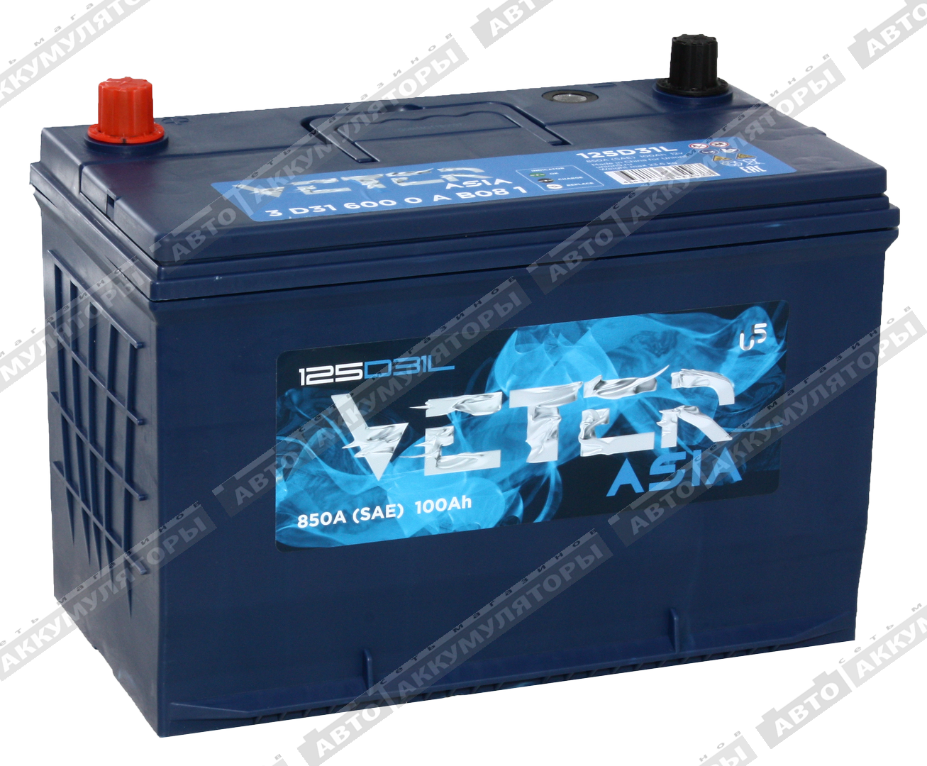 АКБ VETER ASIA 100 Ач о/п 6СТ-100.0 VL 125D31FL