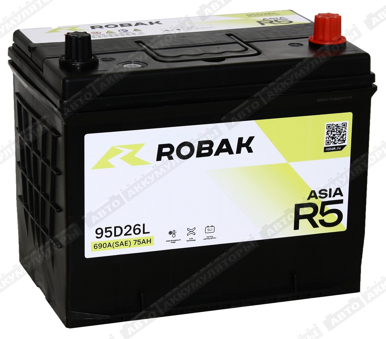 АКБ Robak ASIA R5 75 Ач о/п 6СТ-75.0 VL 95D26FL