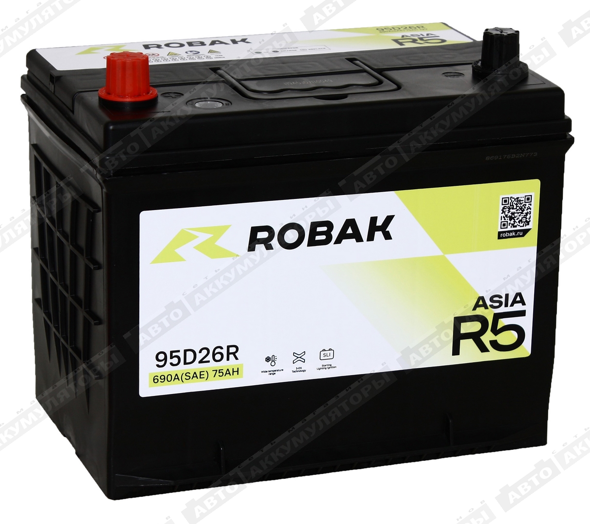 АКБ Robak ASIA R5 75 Ач 6СТ-75.1 VL 95D26FR